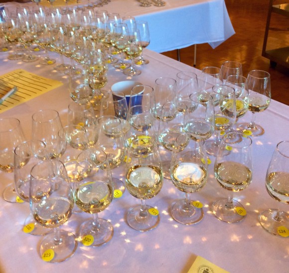 Glasses at BC Lieutenant Governor's Wine Awards judging